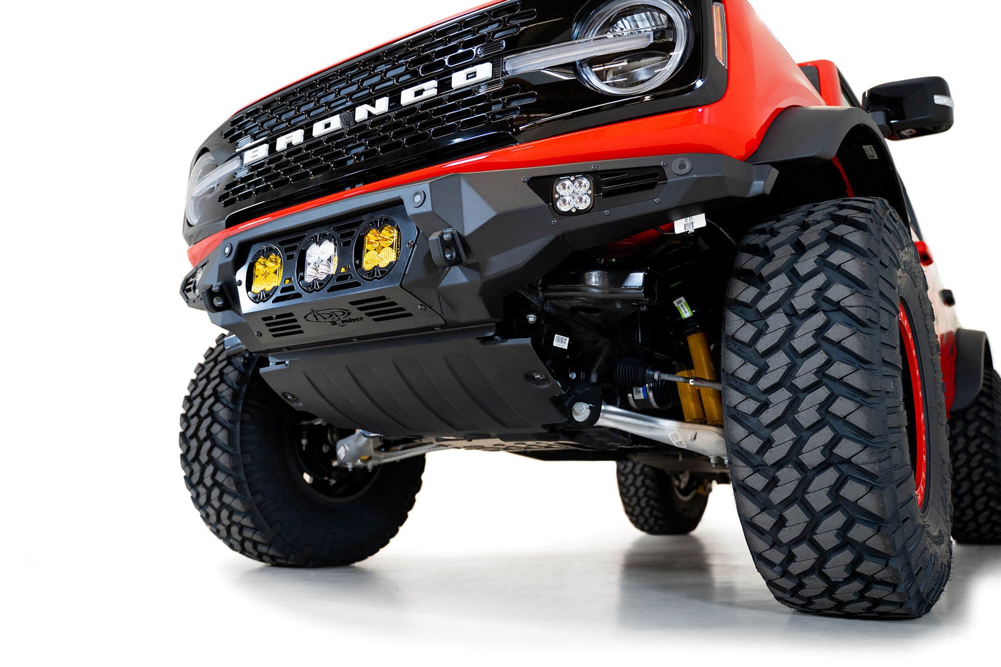 Installed on Car Close View ADD Ford Bomber Front Bumper (Baja) | 2021-2023 Bronco