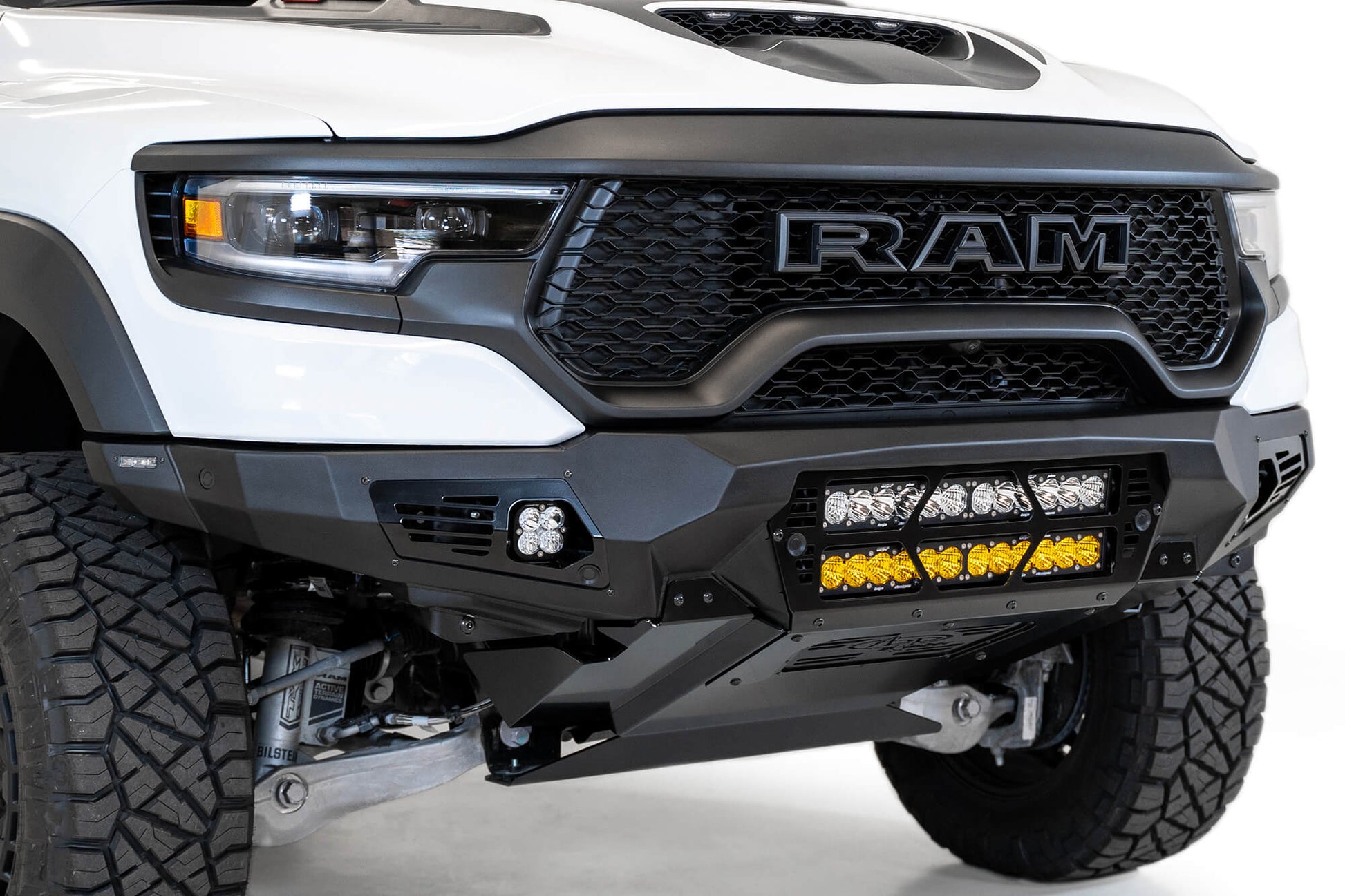 Installed on Car ADD Bomber Front Bumper (20 Inch Lights) | 2021-2023 RAM 1500 TRX