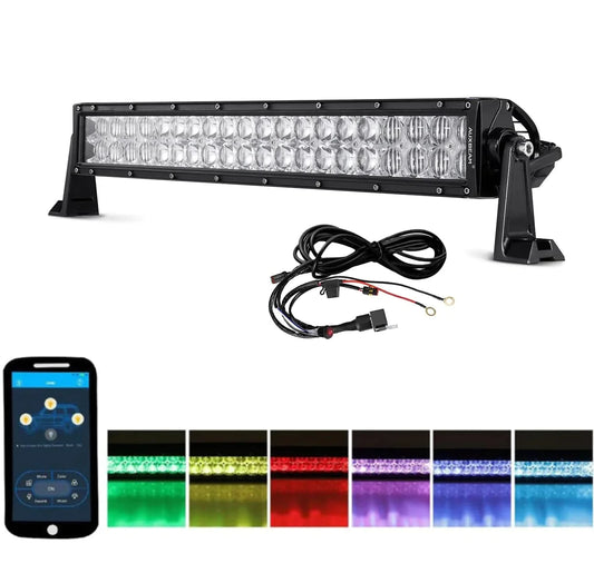 Auxbeam 32 Inch V-SERIES RGB Color Changing Straight/Curved Off Road Led Light Bar