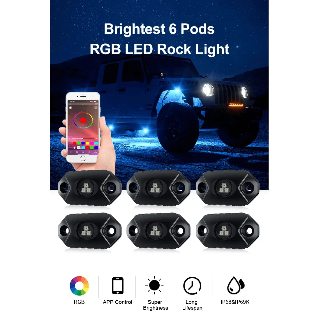 RGB LED Rock Light Kit