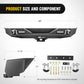 Product Size and Component of Nilight Rear Bumper Kit for 2018-2019 Jeep Wrangler JL