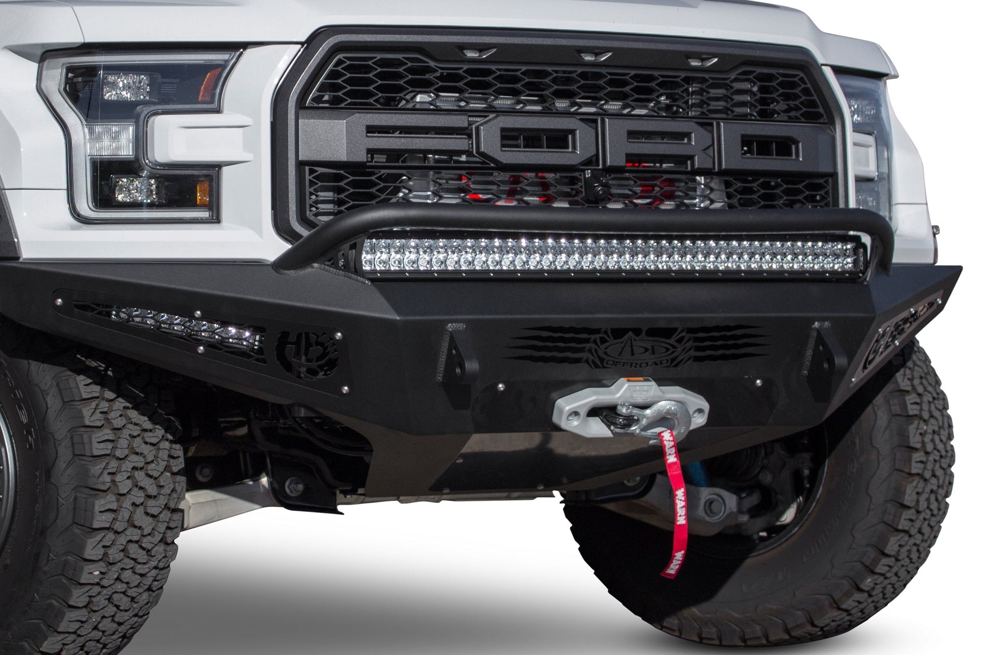 Installed on Car ADD Ford HoneyBadger Front Bumper with Winch Mount | Heritage | 2017-2020 F-150 Raptor