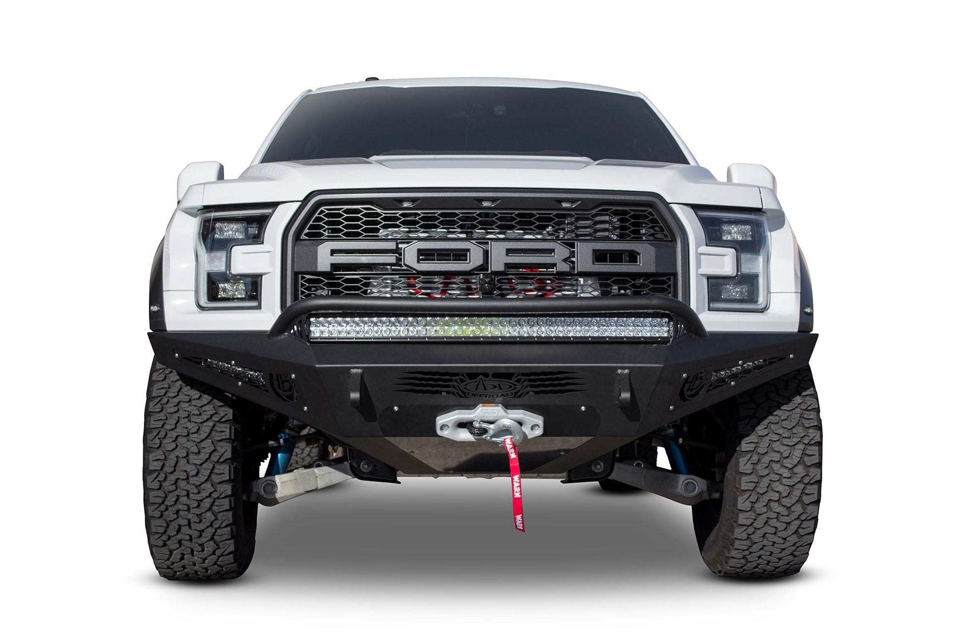 Installed on Car ADD Ford HoneyBadger Front Bumper with Winch Mount | Heritage | 2017-2020 F-150 Raptor