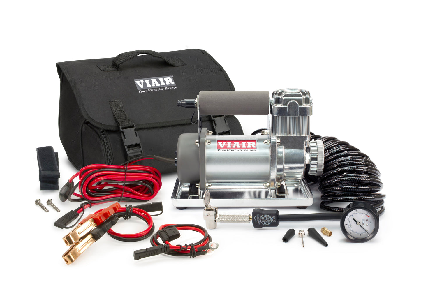 VIAIR 300P SxS Portable Compressor Kit with battery tender and compressor tie down (12V, 33% Duty, 150 PSI), CE.