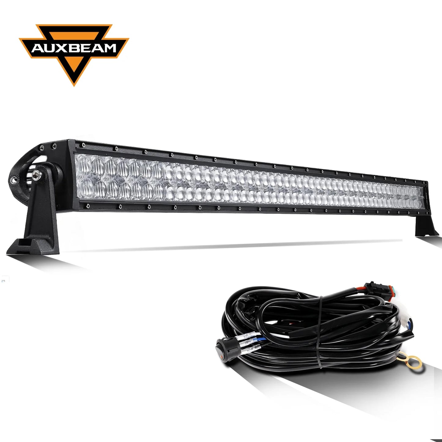 Auxbeam 50" 5D Series Straight LED Light Bar + 7" LED Headlight with Halo Ring & 7" Headlight Adapter 9" Bracket + 50" Straight Light Bar Windshield Mounting Brackets