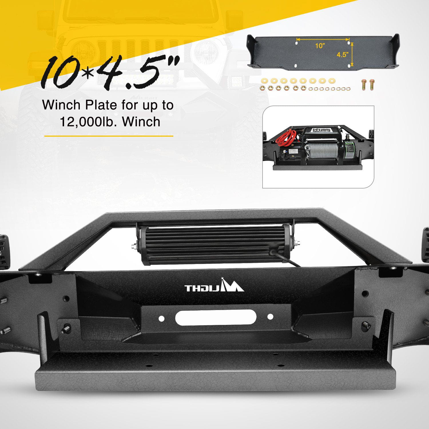 Winch Plate Sizes for Nilight Front Bumper Kit For 2018-2023 Jeep Wrangler JL