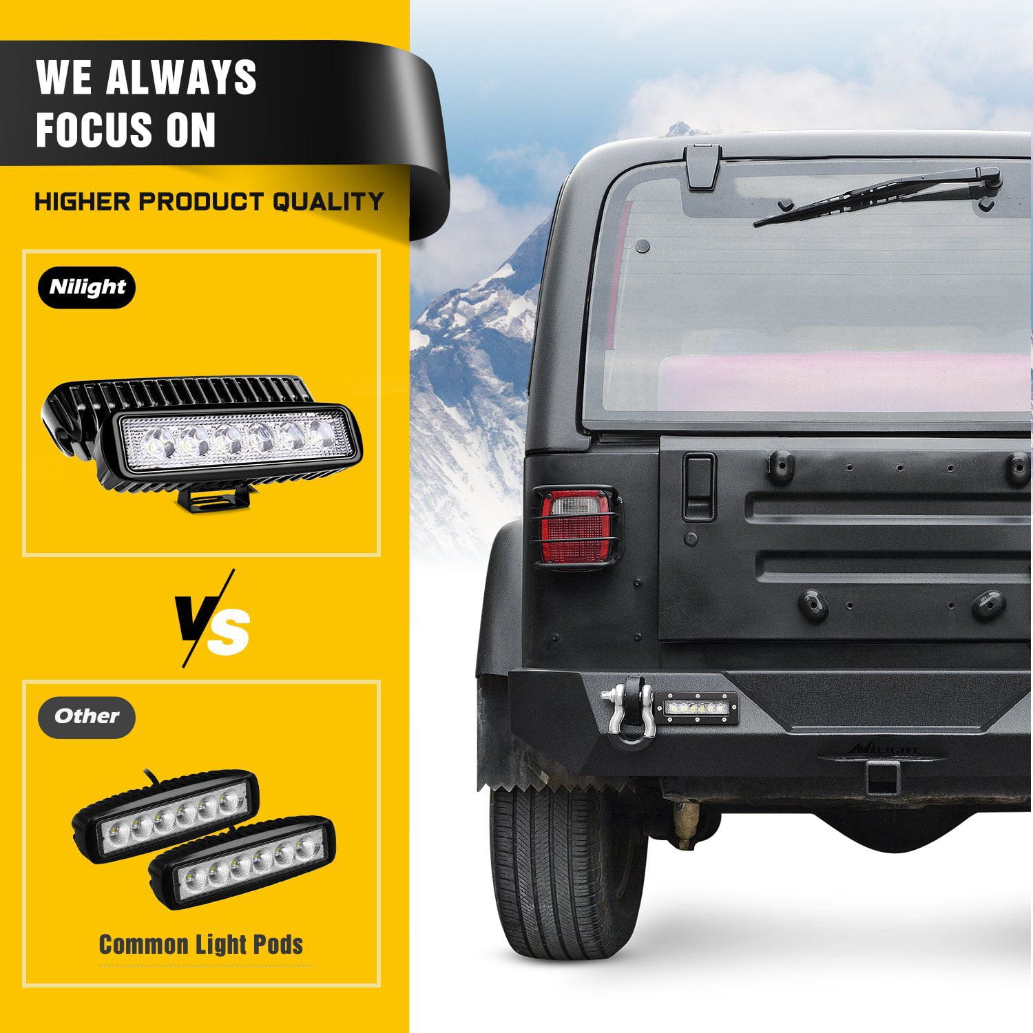 Higher Product Quality of Nilight Rear Bumper Kit for 1987-2006 Jeep Wrangler TJ & YJ