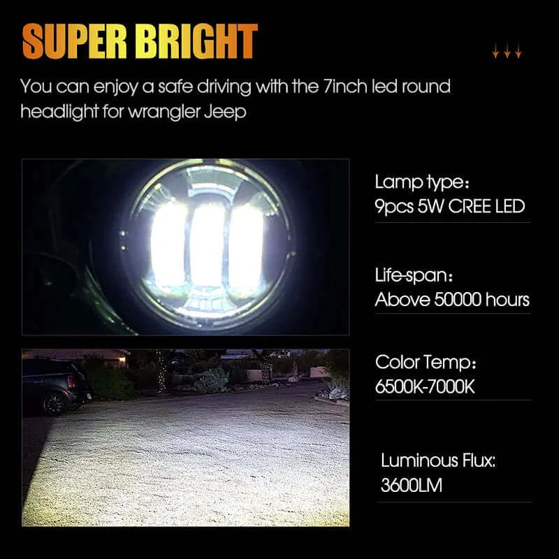 7" LED Headlight for Jeep Wrangler