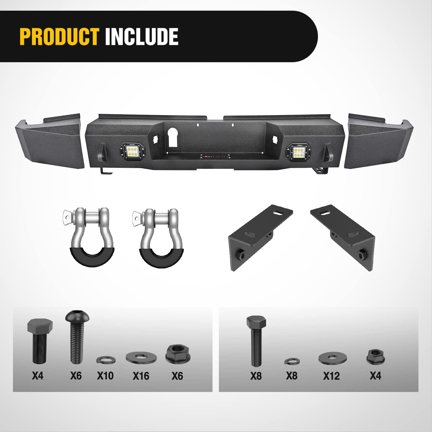 Included Products of Nilight Rear Step Bumper For 2014-2021 Toyota Tundra