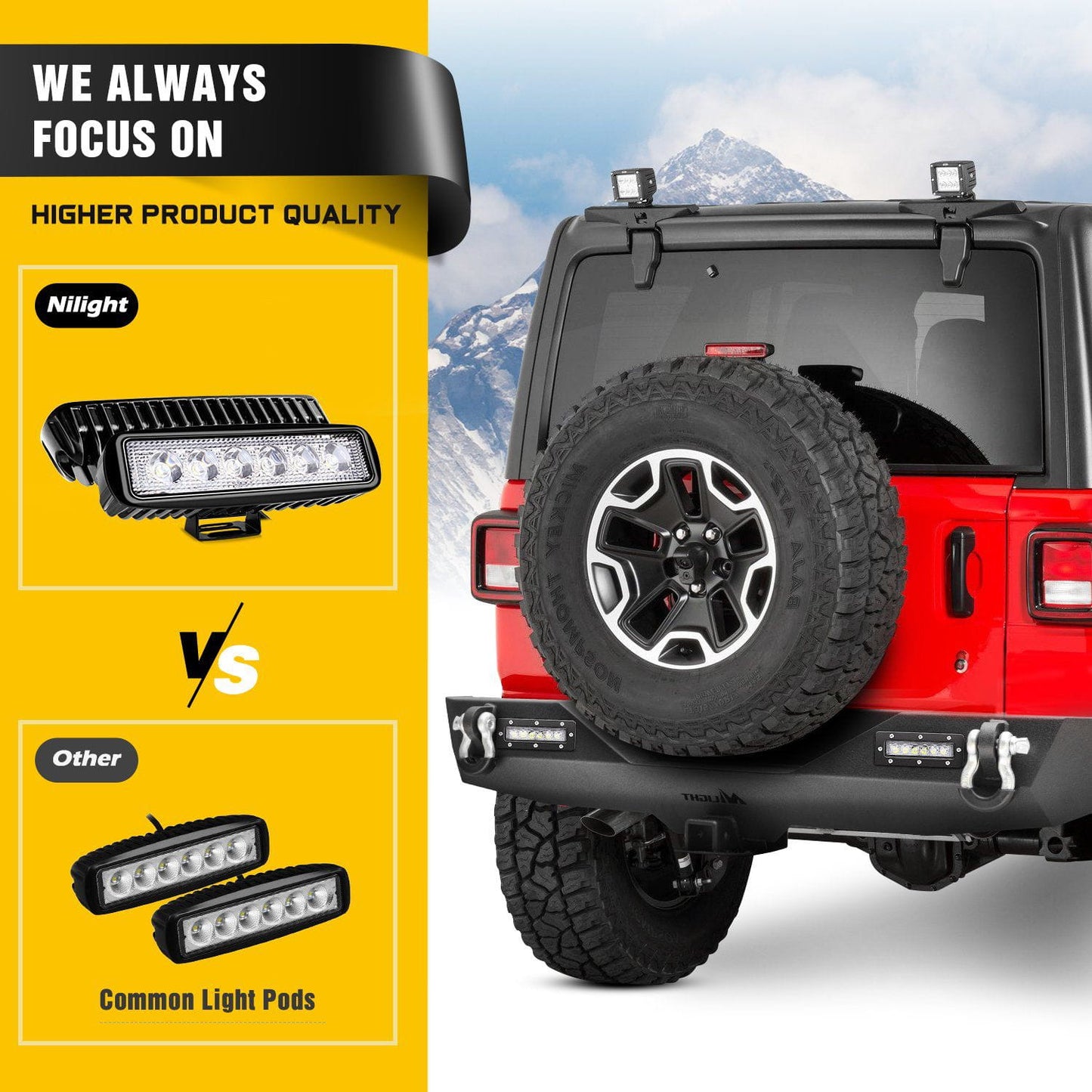 Higher product quality of Nilight Rear Bumper Kit for 2018-2019 Jeep Wrangler JL