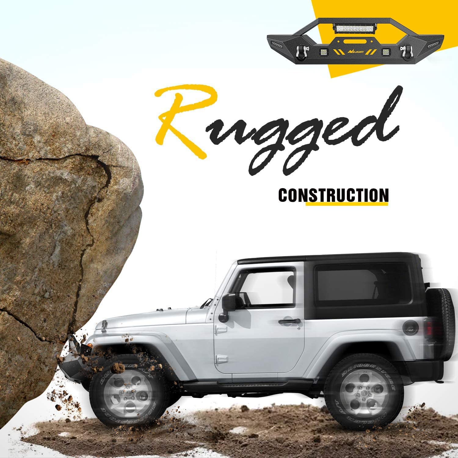 Rygged Construction of Nilight Front Bumper Kit For 2007-2018 Wrangler JK/JKU | 2018-2022 JL/JLU | 2020-2022 Gladiator JT