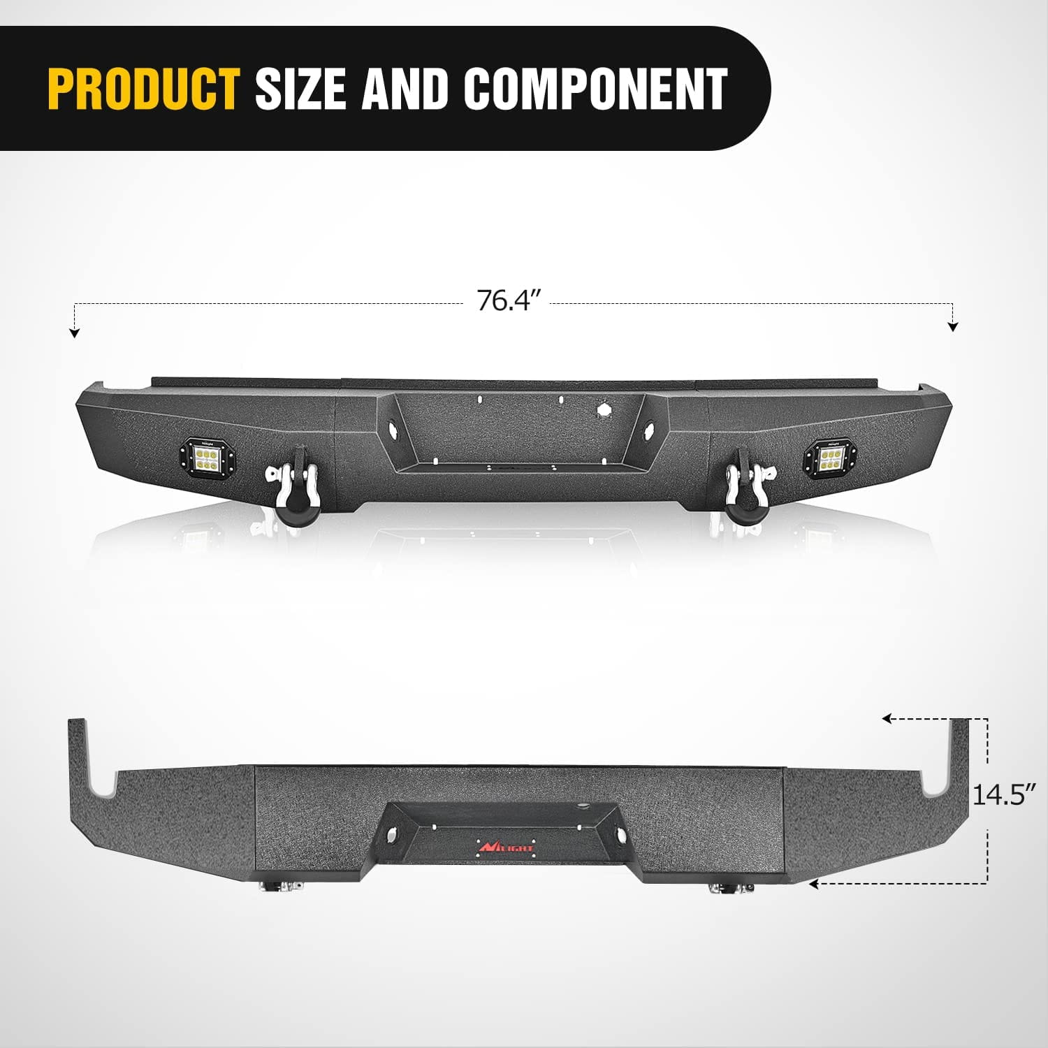 Installed on Car Nilight Rear Step Bumper For 2009-2014 Ford F-150