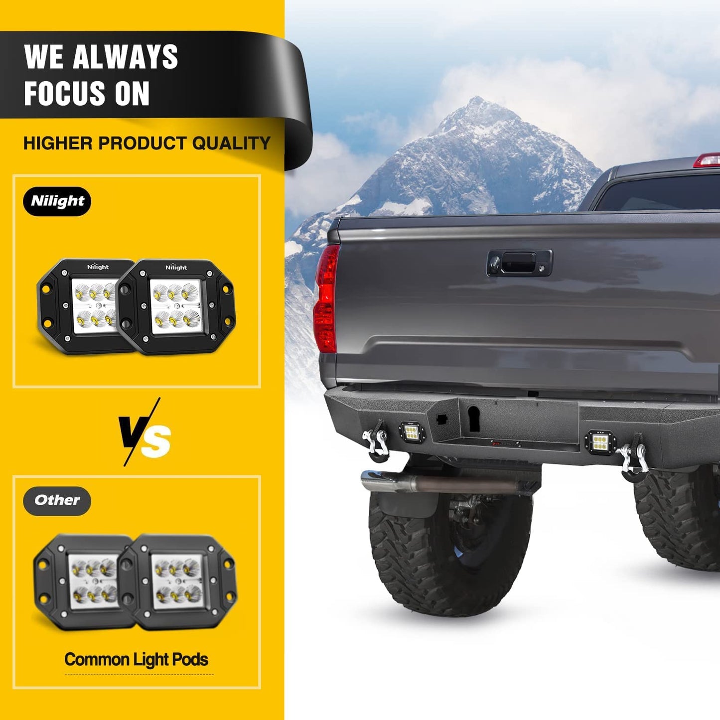 Higher Quality Light Pods of Nilight Rear Step Bumper For 2014-2021 Toyota Tundra