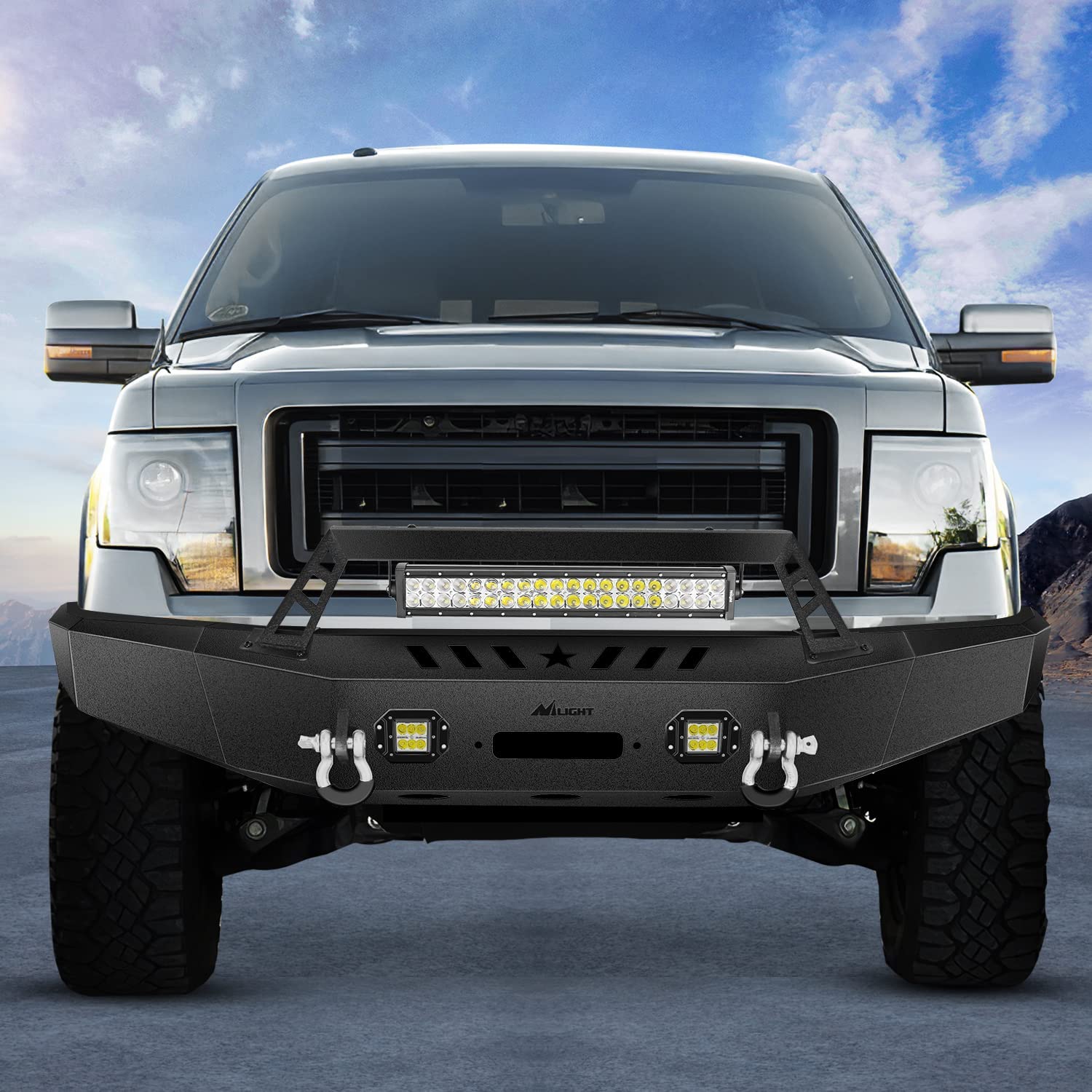 Nilight Front Bumper Full Width Solid Steel For 2009-14 Ford F-150