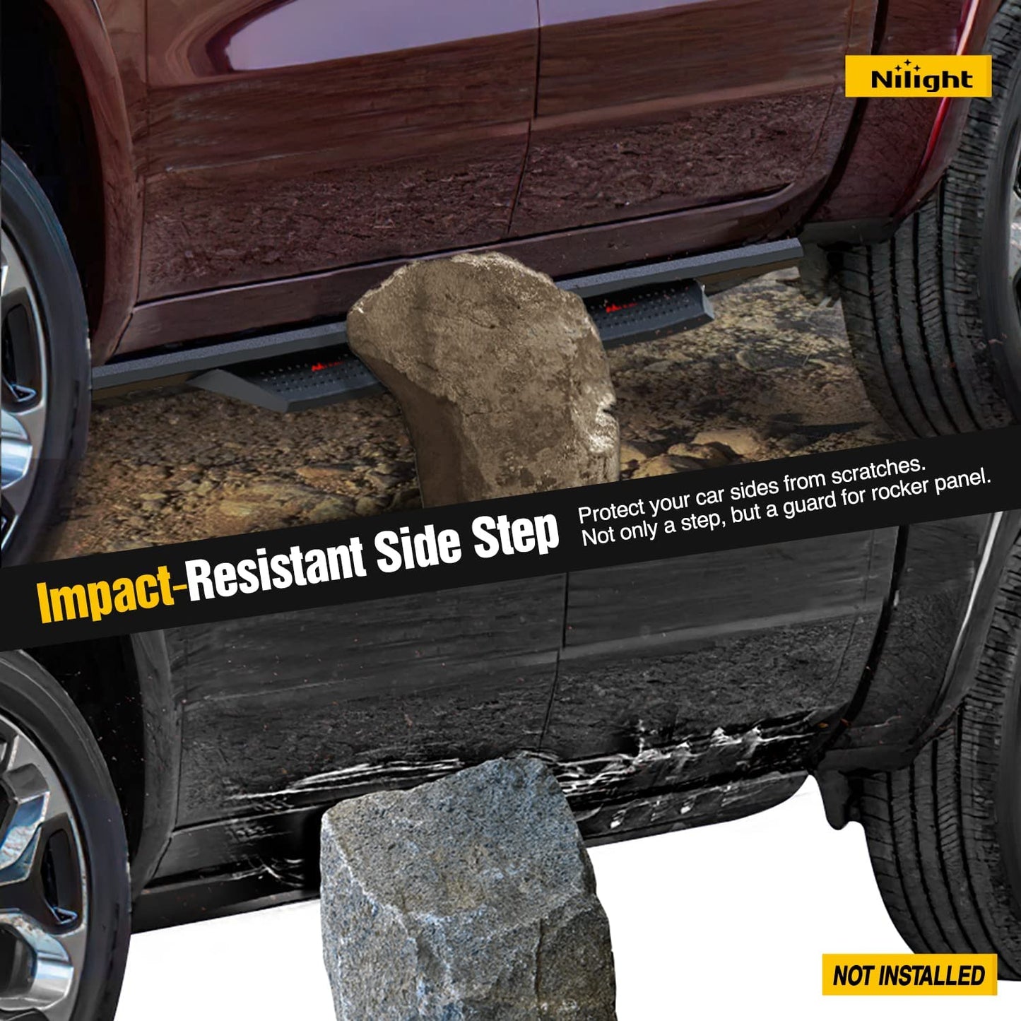 Impact Resistant Side-Step of Nilight Running Boards | 2009-2018 Dodge Ram 1500 | 2010-2022 Ram 2500/3500 | 2019-2022 Ram 1500 (Pair)