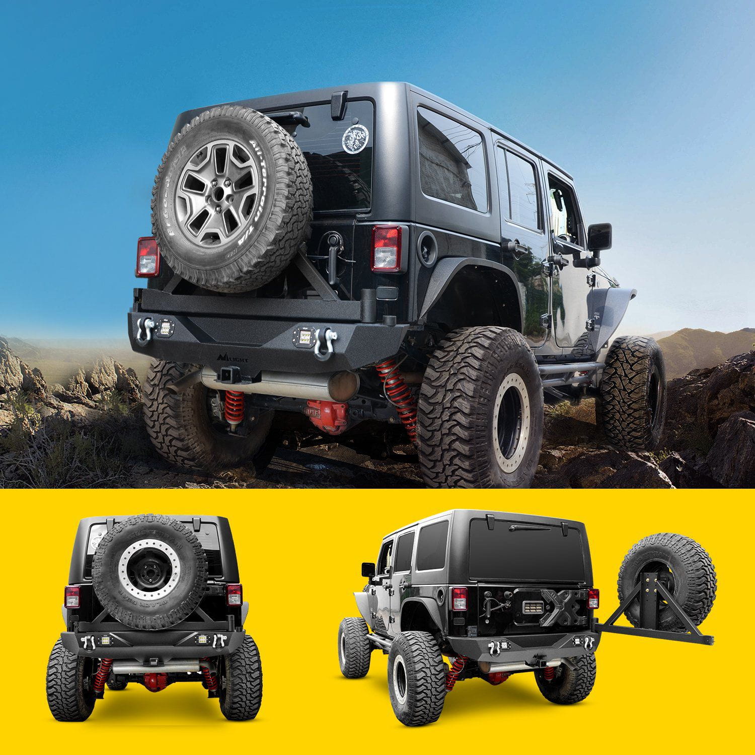 Installed on Car Nilight Rear Bumper Kit For 2007-2018 Jeep Wrangler JK & Unlimited