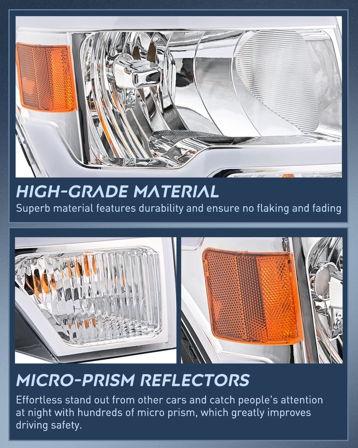 Different Features of Nilight Headlight Assembly Chrome Case Clear Reflector | 2009-2014 Ford F150 (Pair)