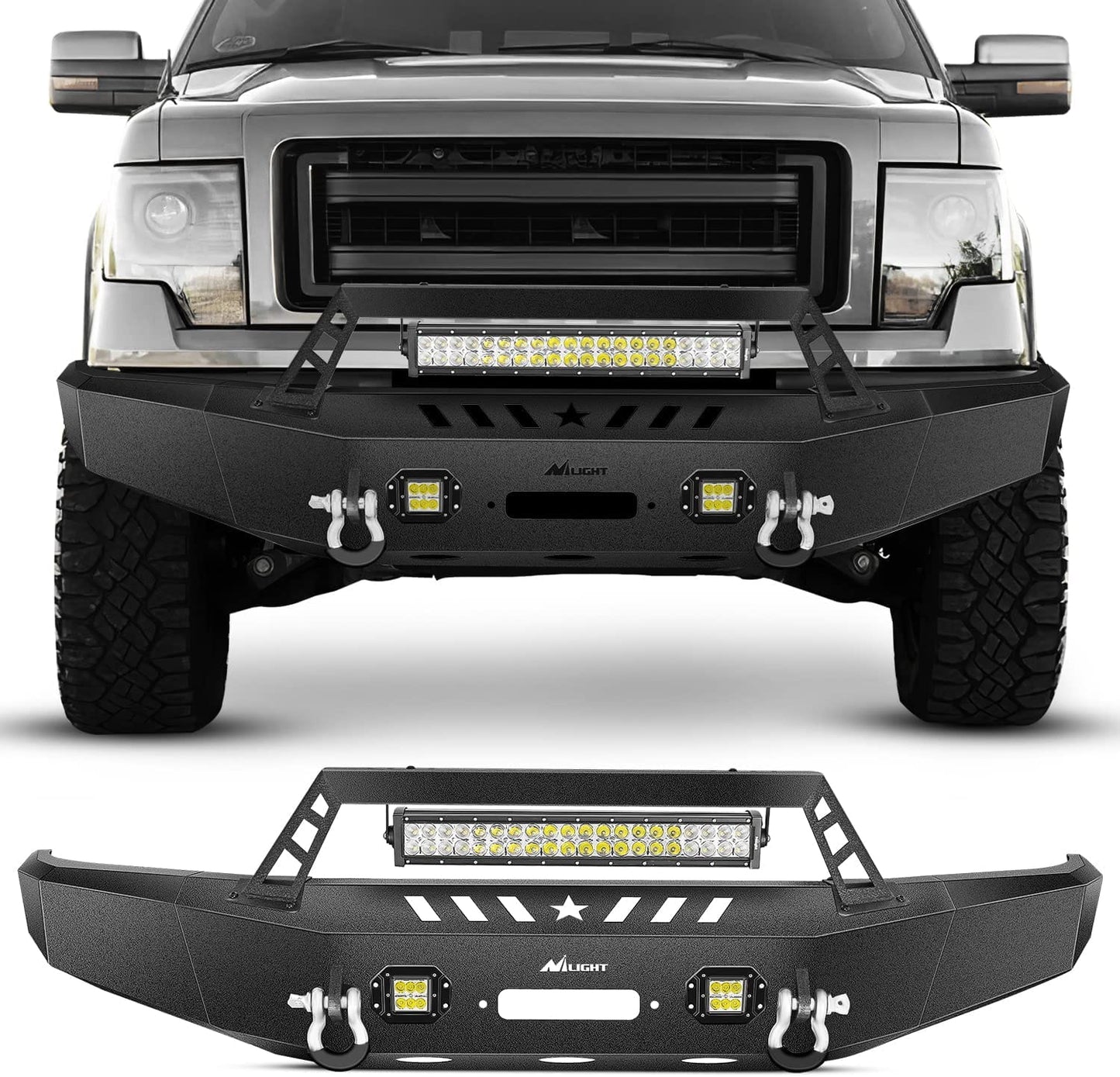 Nilight Front Bumper Full Width Solid Steel For 2009-14 Ford F-150