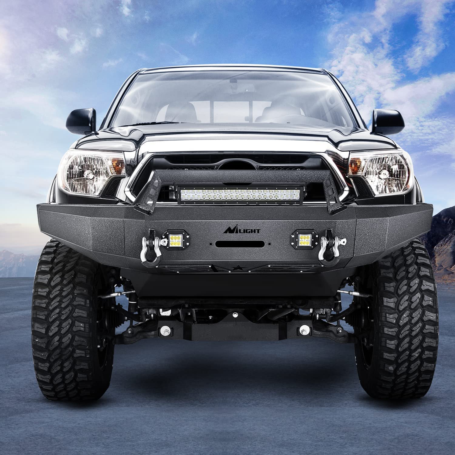 Installed on Car Nilight Front Bumper Full Width Steel For 14-21 Toyota Tundra