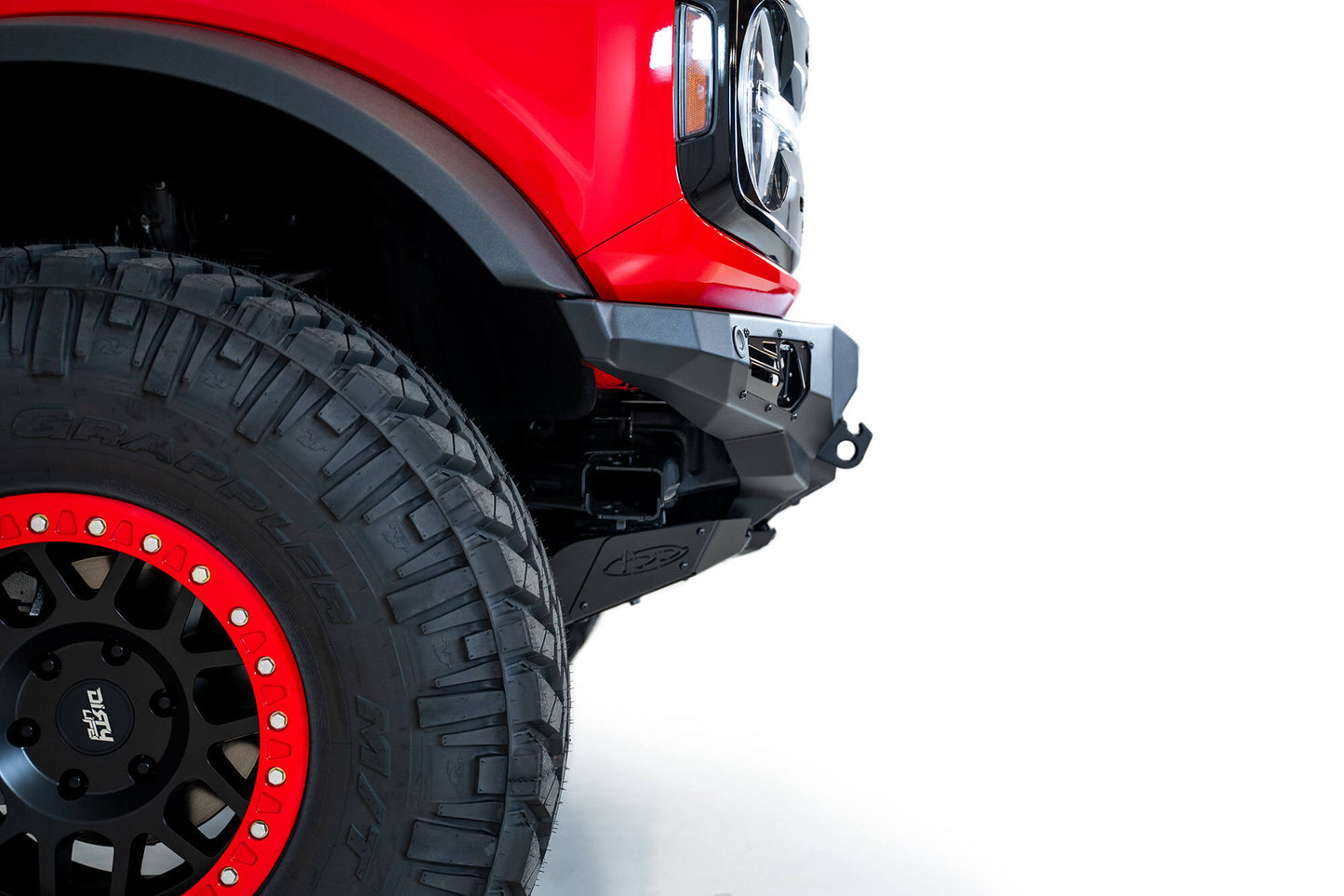 Installed on Car Side Close View ADD Bomber Front Bumper (Rigid) | 2021-2023 Ford Bronco