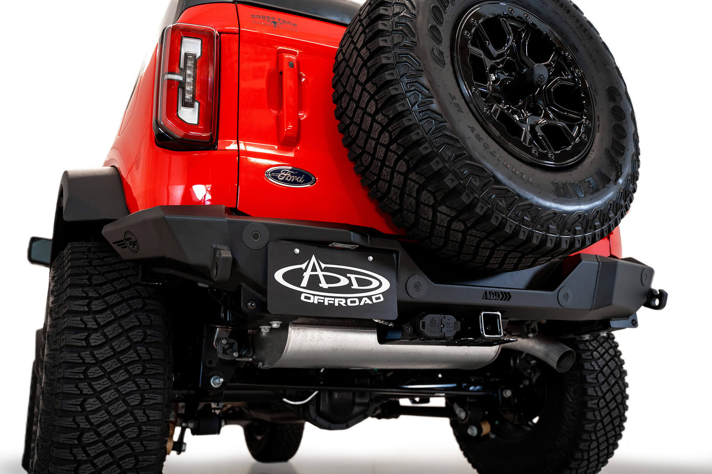 Installed on Car ADD Ford Rock Fighter Rear Bumper | 2021-2023 Bronco