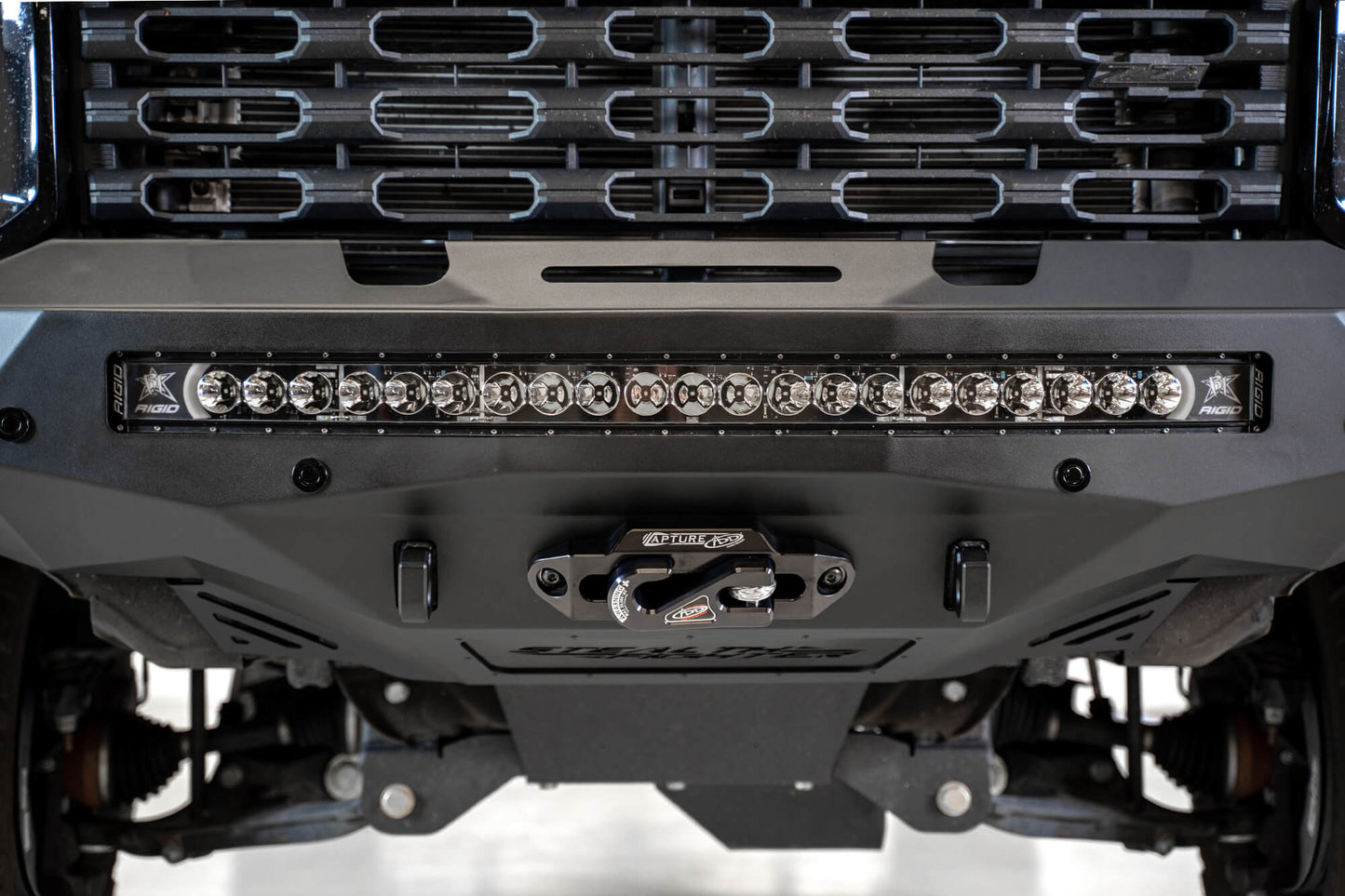Close View of Installed ADD Stealth Fighter Front Bumper | 2020 - 2022 Chevy 2500/3500