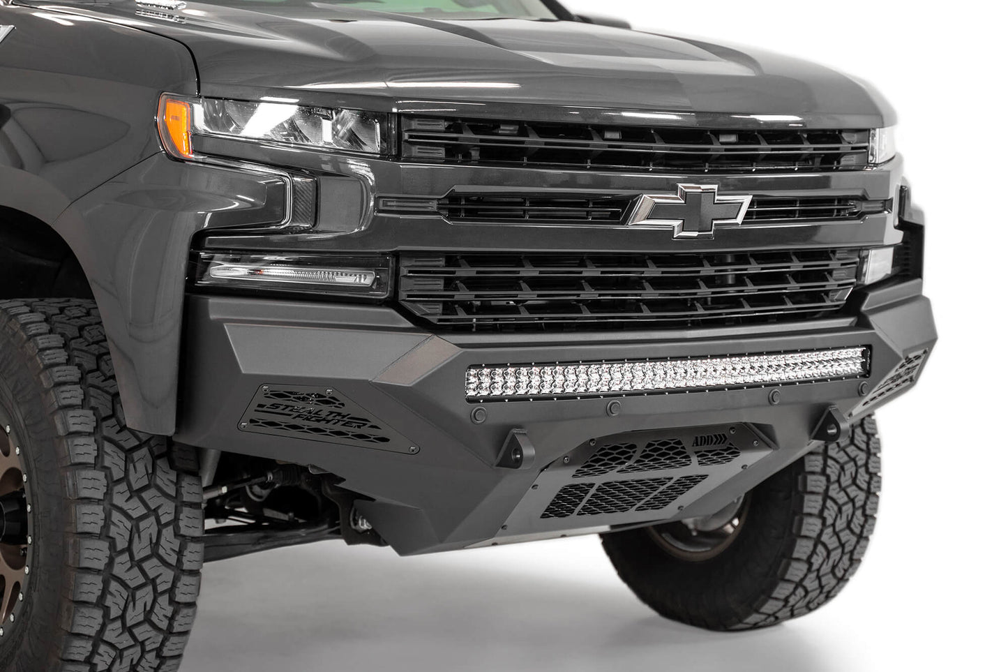 Installed on Car ADD Stealth Fighter Front Bumper | 2019-2021 Chevy Silverado 1500