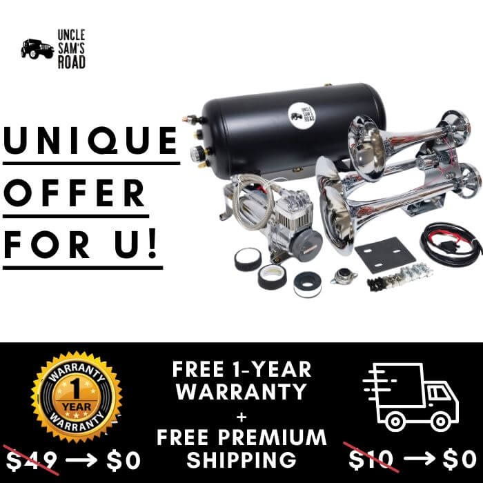 [UNIQUE OFFER] Hurricane 5Gal Train Horn Kit 10-Second Honk Time Chrome 