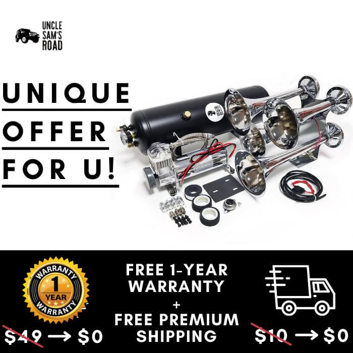 [UNIQUE OFFER] Cyclone 3Gal Train Horn Kit Uncle Sam's Road Chrome 