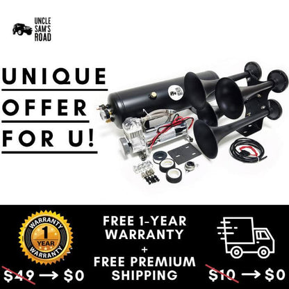 [UNIQUE OFFER] Cyclone 3Gal Train Horn Kit Uncle Sam's Road Black 