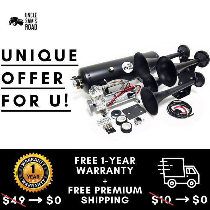 [UNIQUE OFFER] Cyclone 3Gal Train Horn Kit Uncle Sam's Road Black 