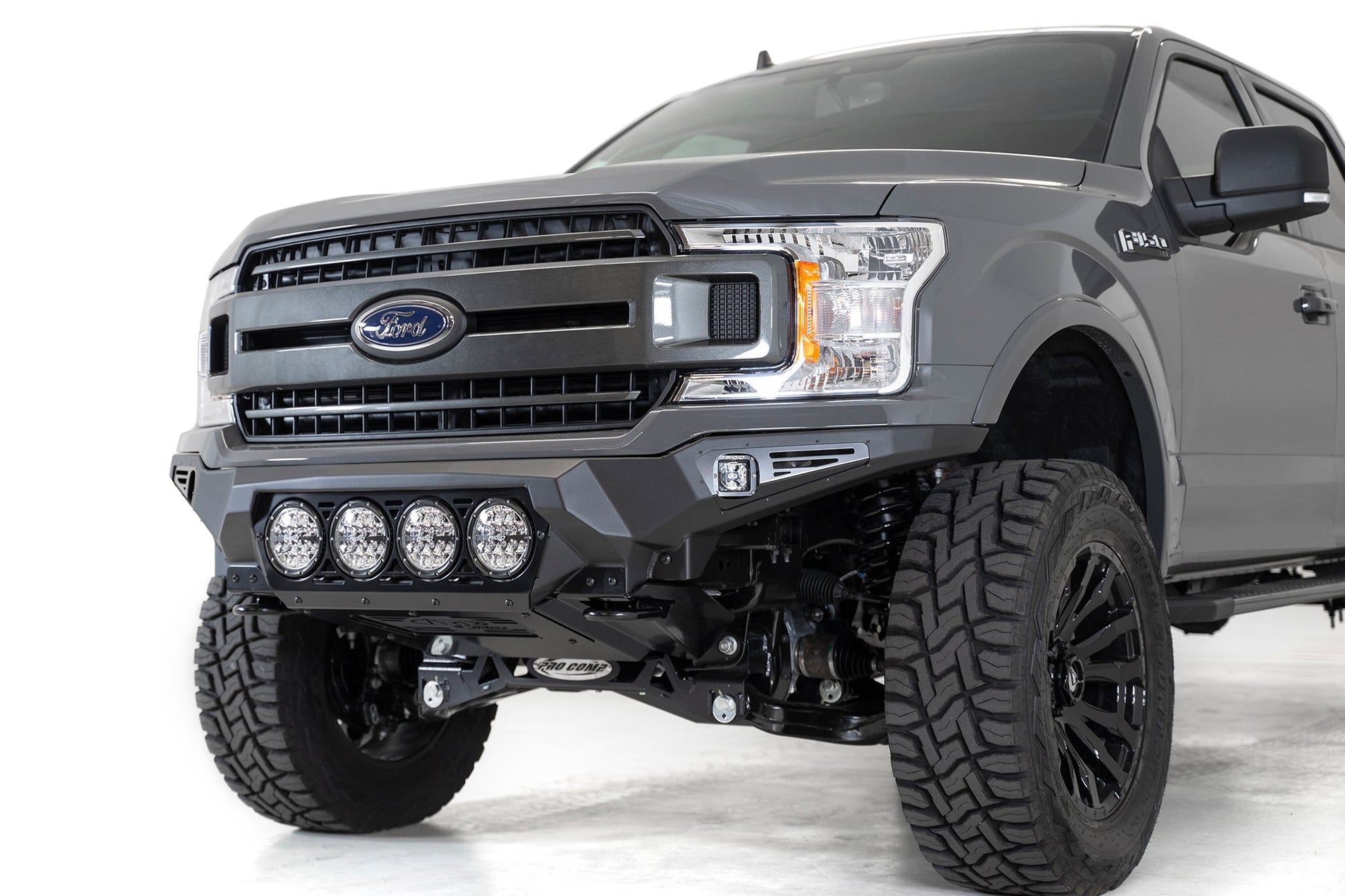 Installed on Car ADD Bomber Front Bumper | Rigid Light Mounts | Heritage | 2018-2020 Ford F-150