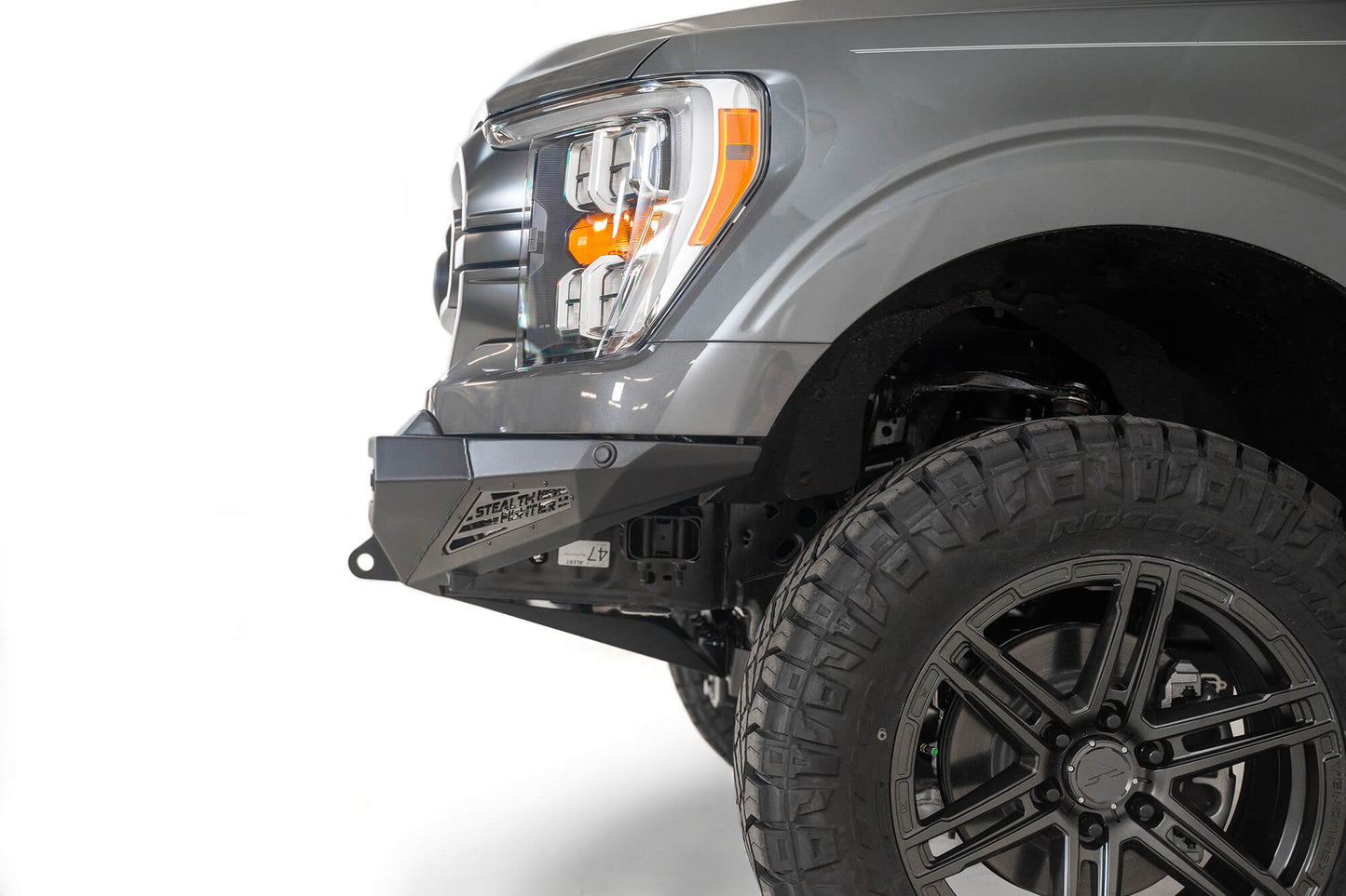 SIde View of Installed ADD Stealth Fighter Front Bumper | 2021-2023 Ford F-150