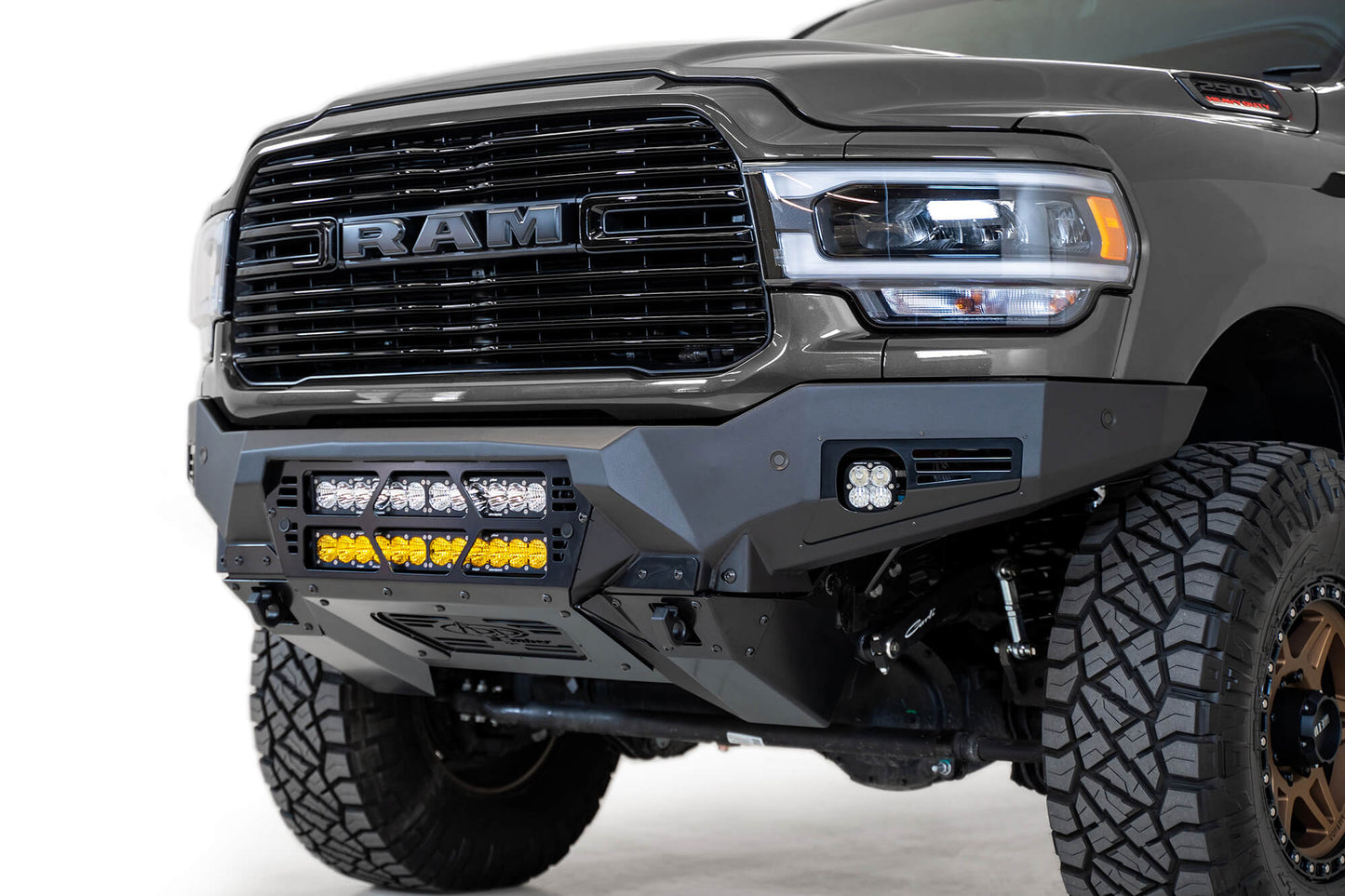 Installed on Car ADD Bomber Front Bumper (Dual 20 Inch Lights) | 2019-2023 RAM 2500/3500