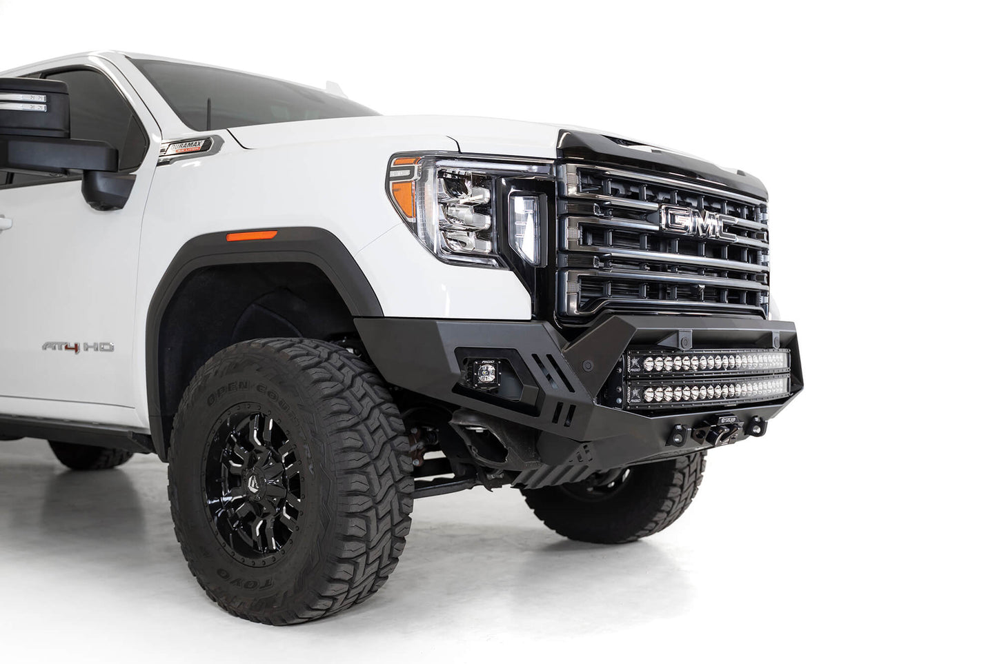 Installed on Car View from Side Front ADD GMC Bomber HD Front Bumper | 2020-2023 Sierra 2500/3500