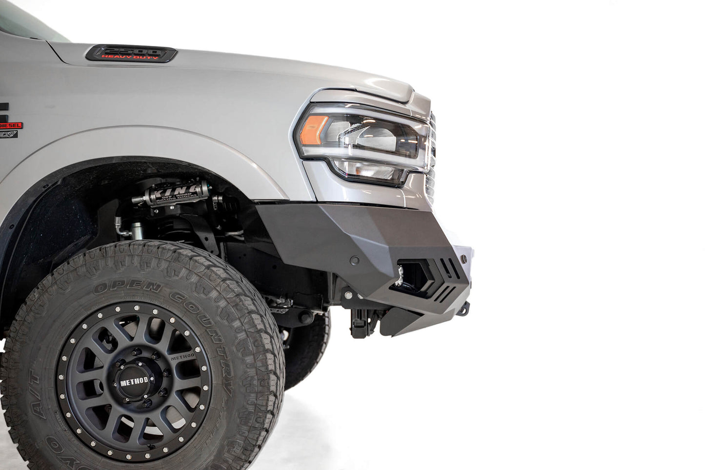 Side View of Installed on Car ADD Stealth Fighter Front Bumper | 2019-2023 RAM 2500/3500