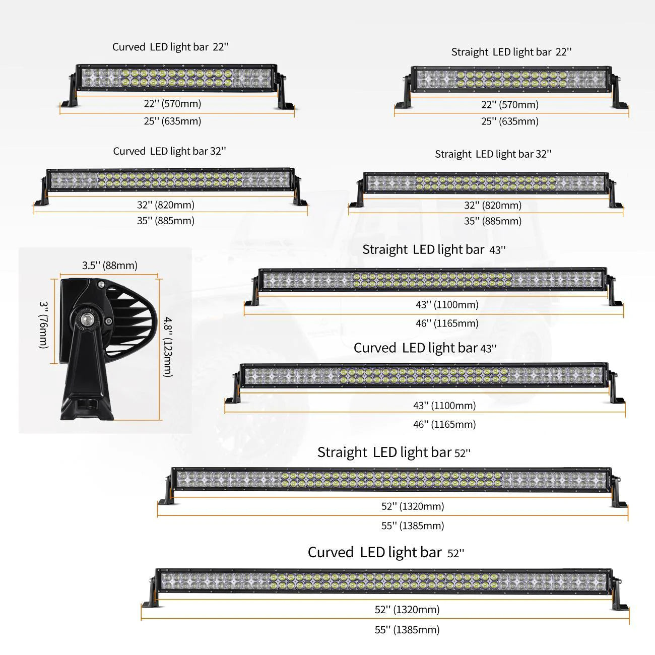 Auxbeam 32 Inch 5D Series Straight/Curved Combo Beam Double Row Led Light Bar