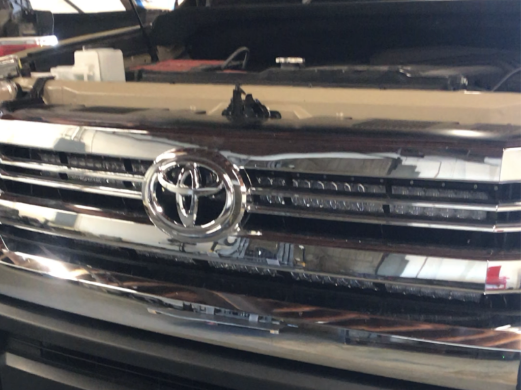 Installed on Car Cali Raised 42" Hidden Grille Curved LED Light Bar Brackets Kit | 2014-2021 Toyota Tundra