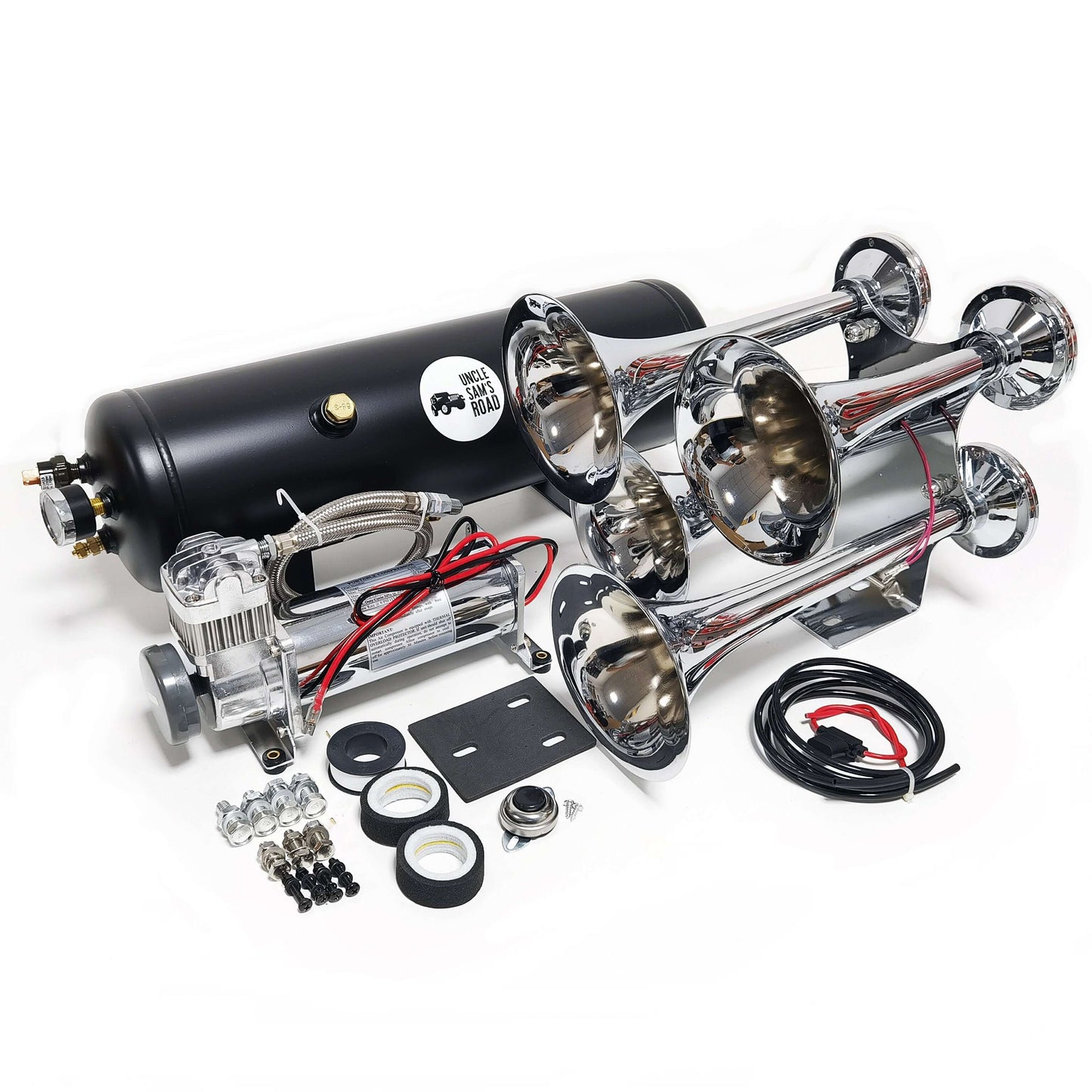 [UNIQUE OFFER] Cyclone 3Gal Train Horn Kit Uncle Sam's Road 