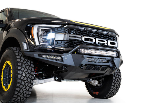 Installed on Car ADD HoneyBadger Front Bumper W/ Top Hoop | 2021-2023 Ford F-150 Raptor/Raptor R