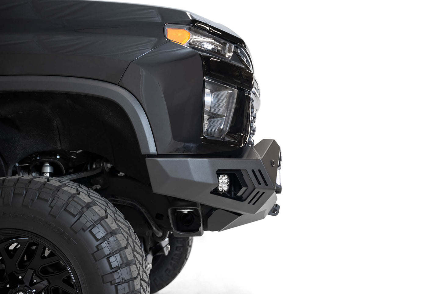 Installed on Car Side View ADD Chevy Bomber HD Front Bumper | 2020-2023 Chevy 2500/3500