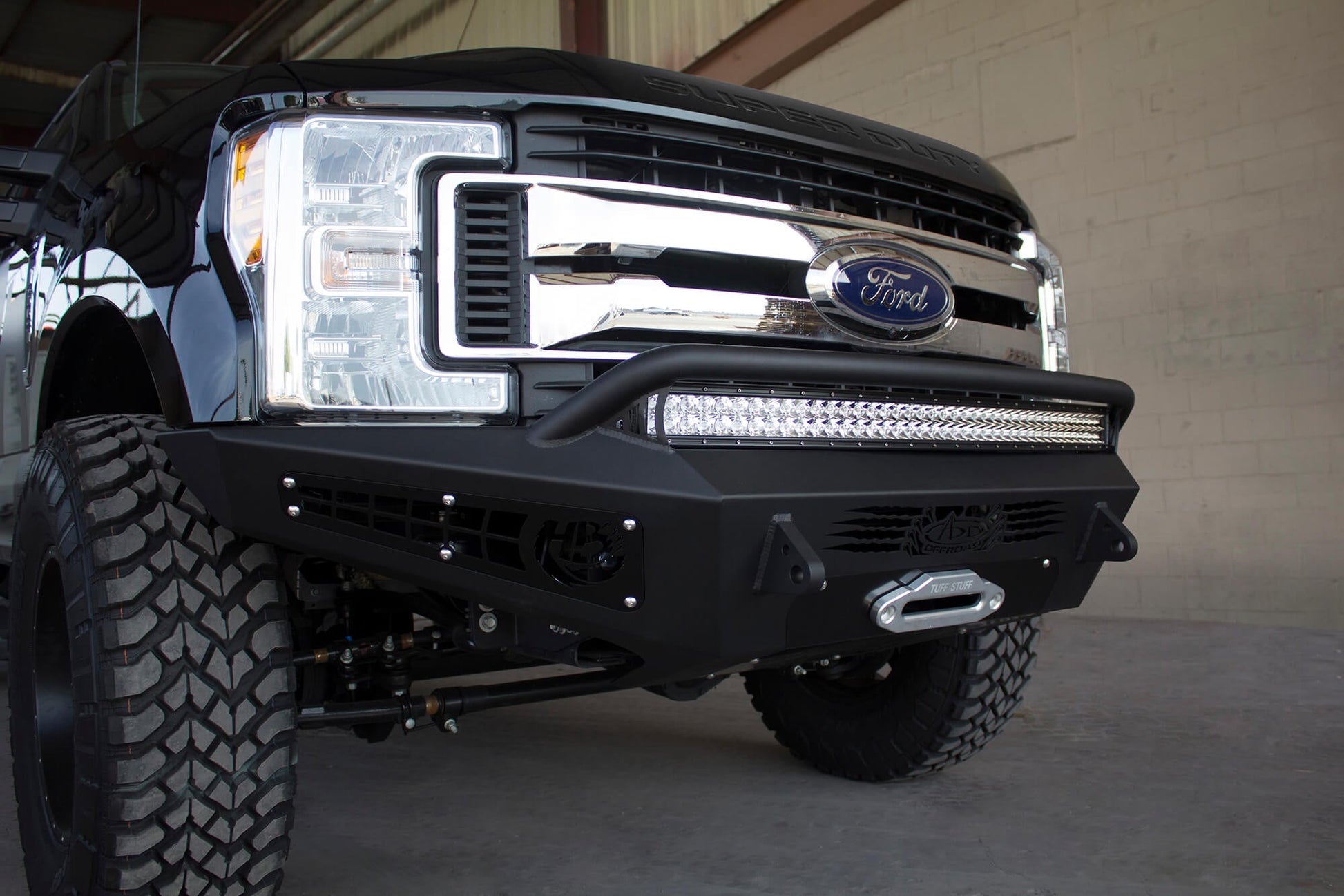 Installed on Car ADD HoneyBadger Winch Front Bumper | 2017-2022 Ford Super Duty