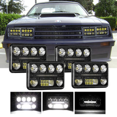 Auxbeam (4pcs/set) 4x6 Inch Sealed Beam LED Headlights Exclusive Design Anti-glare with Hi-Lo Beam & DRL