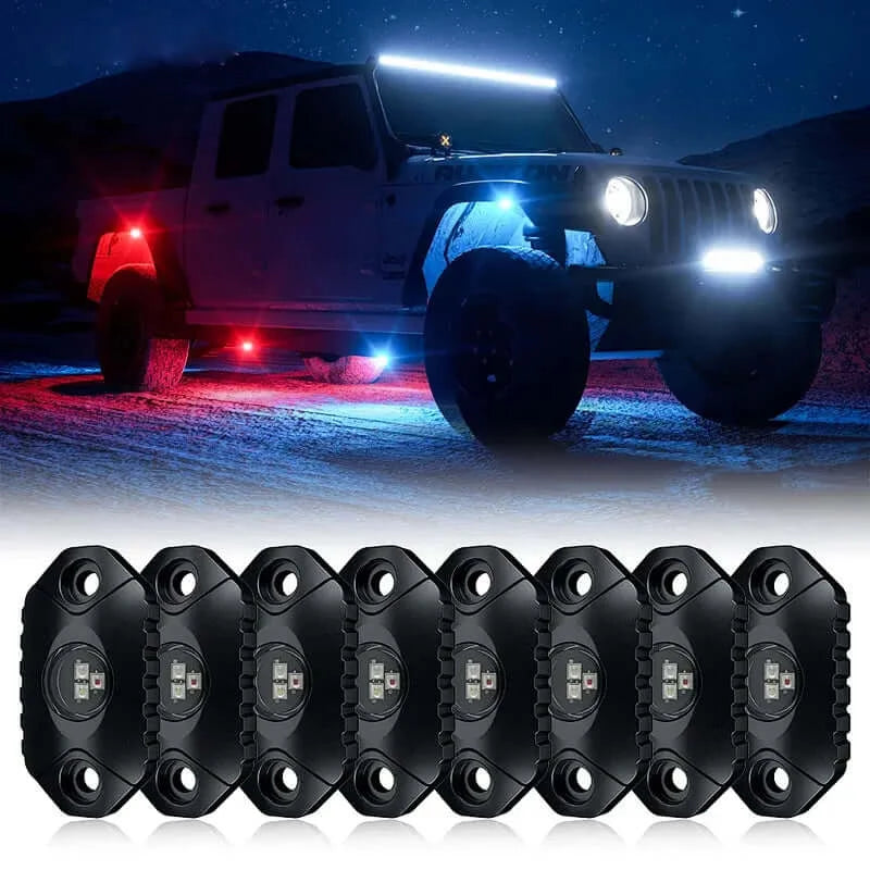 RGB LED Rock Light Kit Uncle Sam's Road 8pcs 