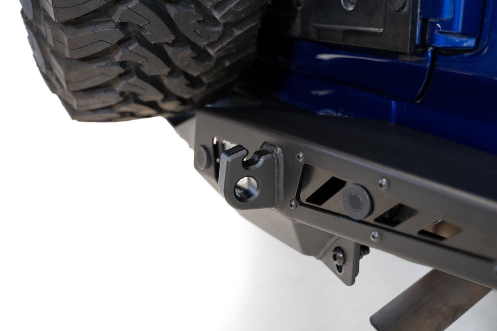 Installed on Car Close View ADD Jeep Stealth Fighter Rear Bumper | 2018-2023 Wrangler JL