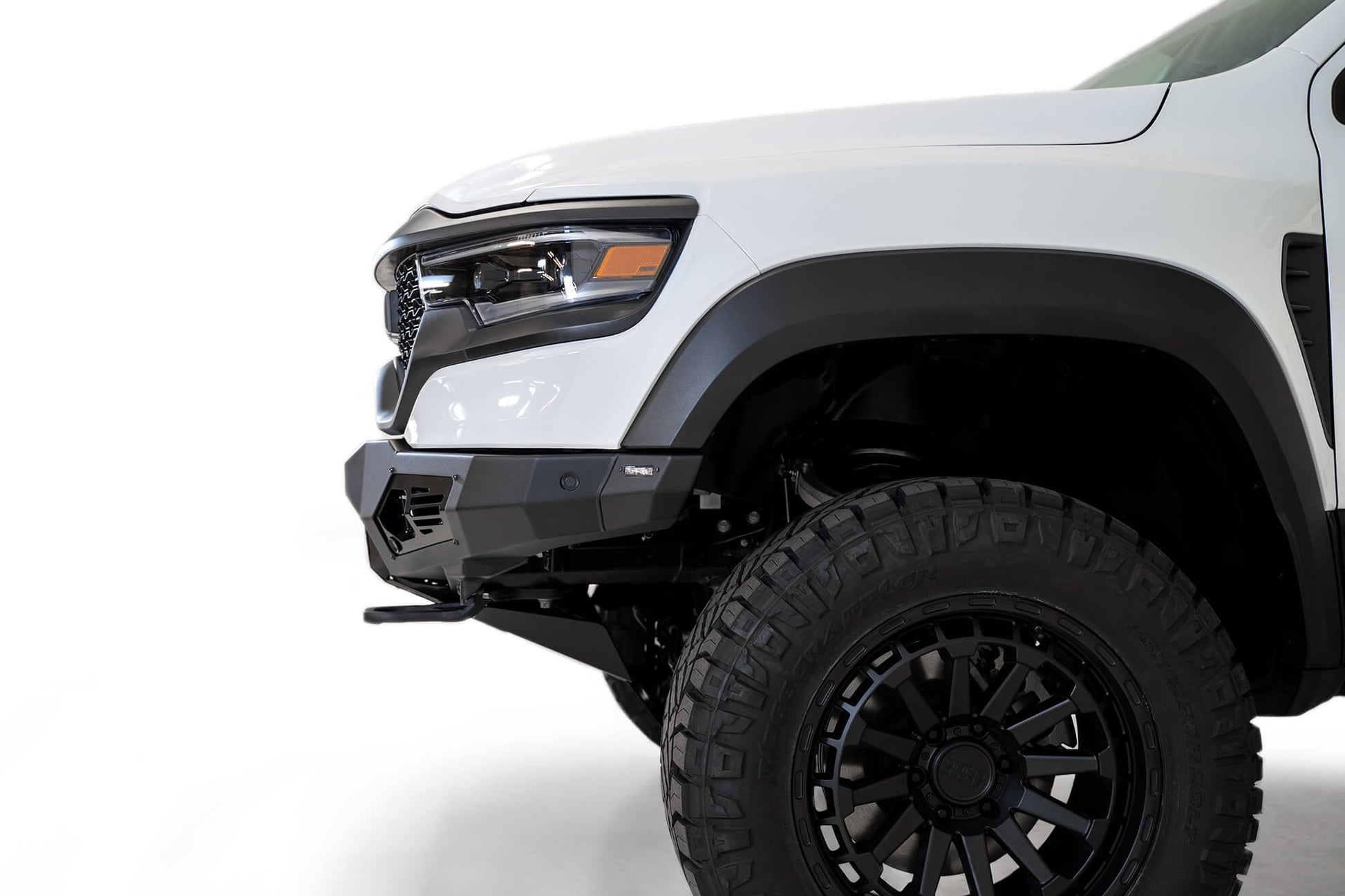 Side View of Installed ADD Bomber Front Bumper (RIGID) | 2021-2023 RAM 1500 TRX