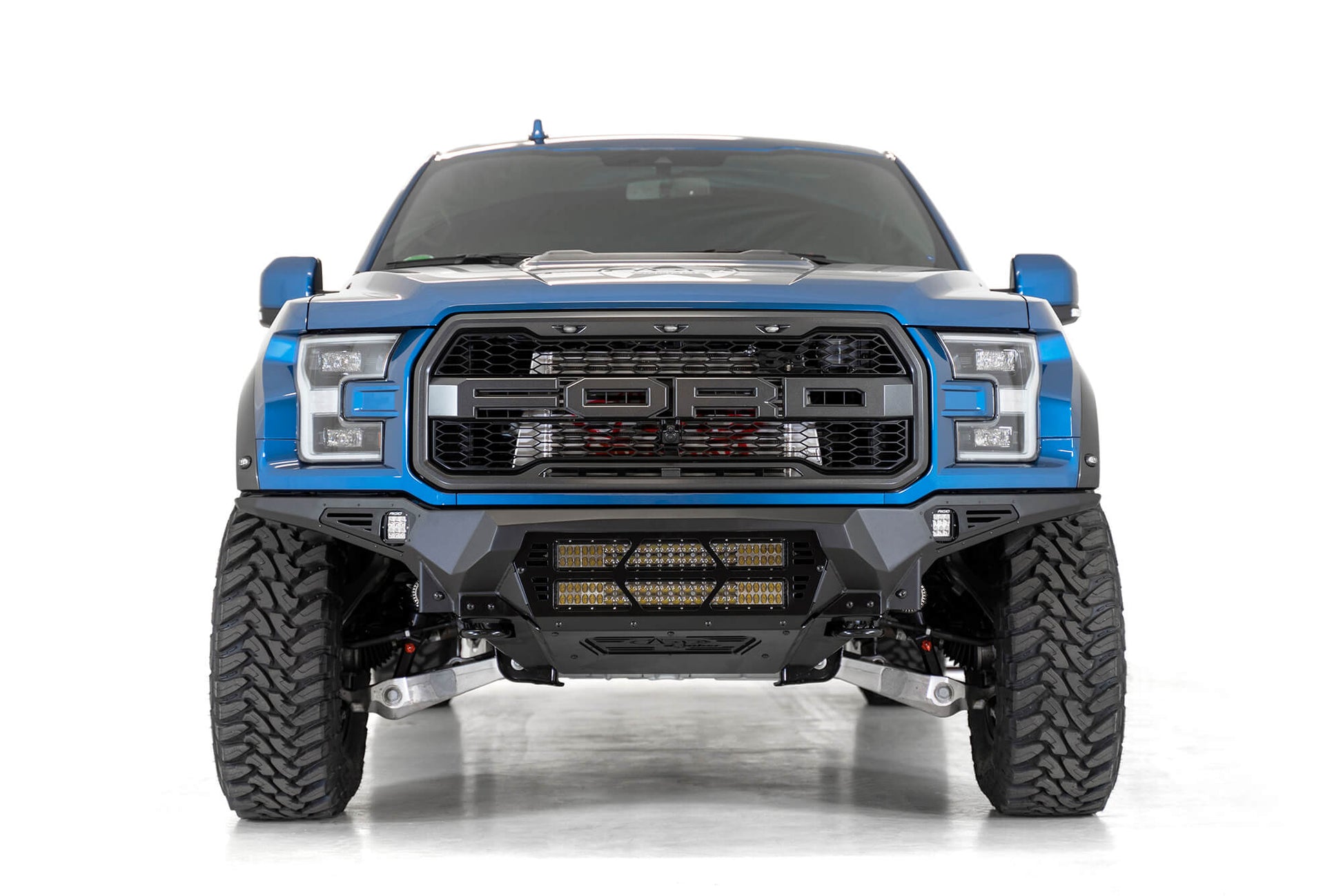 Installed on Car ADD Bomber Front Bumper | w/ Dual 20" Light Bars | Heritage | 2017-2020 Ford Raptor