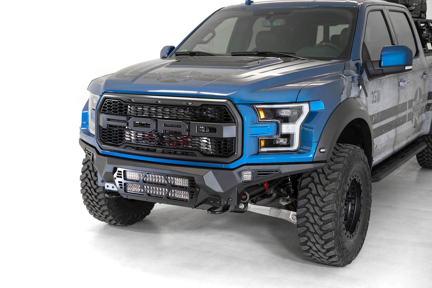 Installed on Car ADD Bomber Front Bumper | w/ Dual 20" Light Bars | Heritage | 2017-2020 Ford Raptor