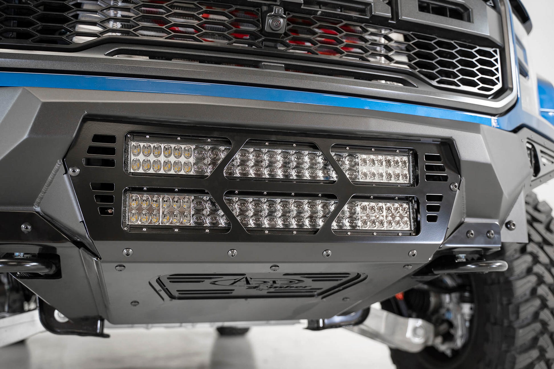 Installed Light Bars on ADD Bomber Front Bumper | w/ Dual 20" Light Bars | Heritage | 2017-2020 Ford Raptor